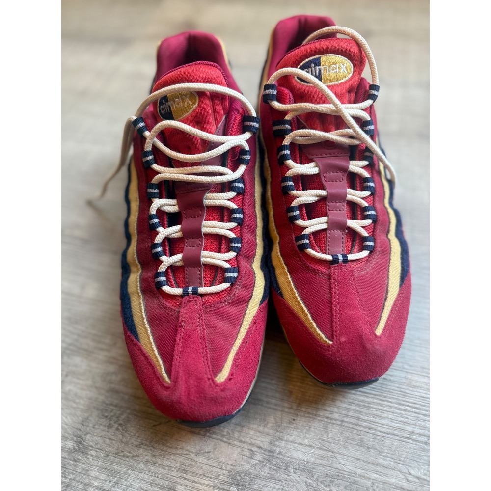 Nike Air Max 95 Premium Red Crush Wheat Gold Men's Size 10.5 Sneakers 538416-603